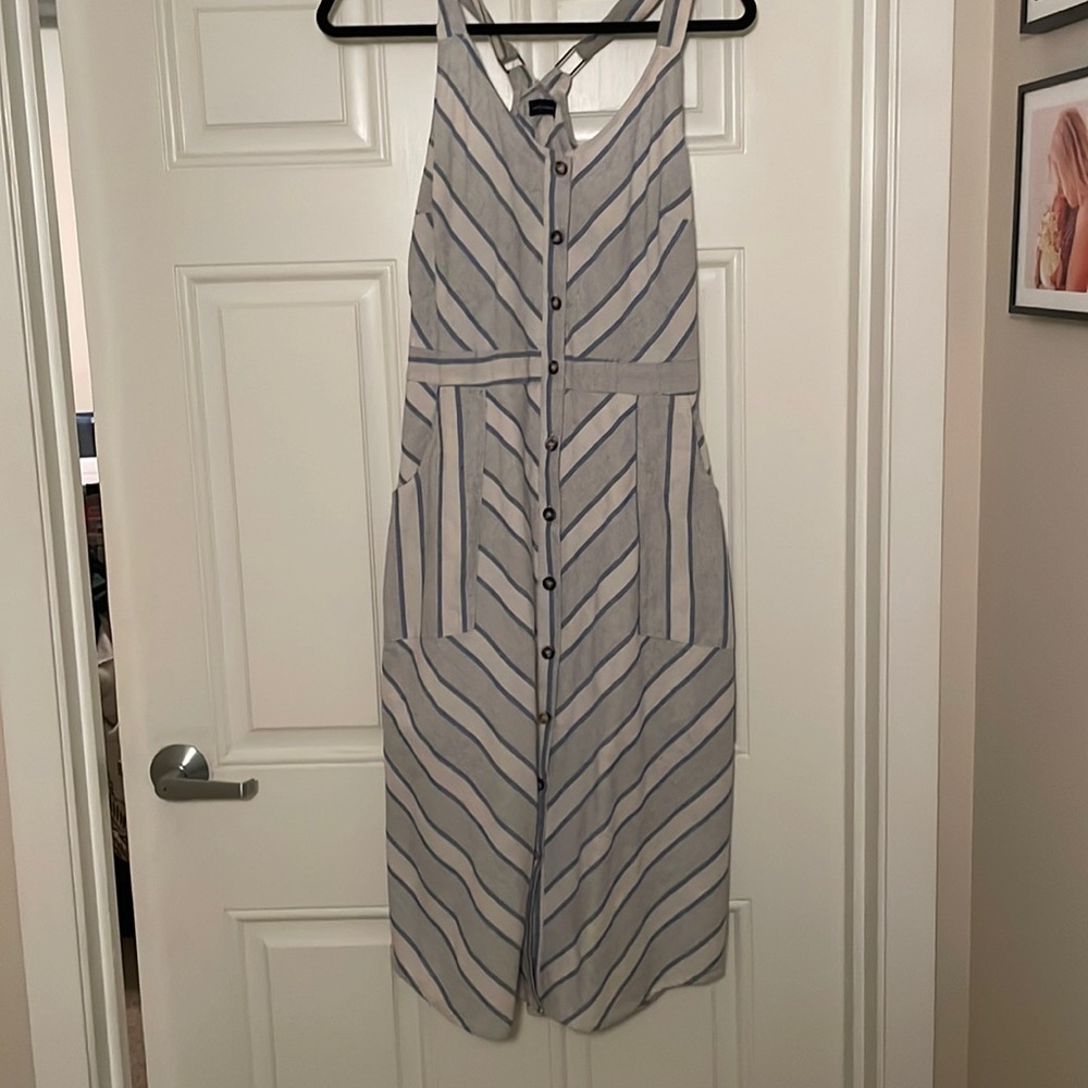 Stripped Huckle Black Midi Dress